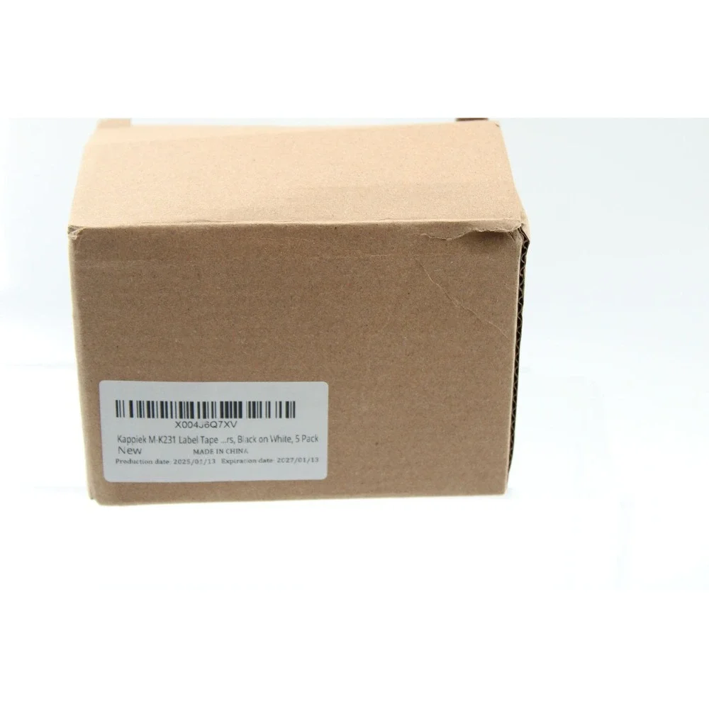 Kappiek M-K231 Label Tape 12mm 0.47 Inch Black on White 5 Pack for P-Touch